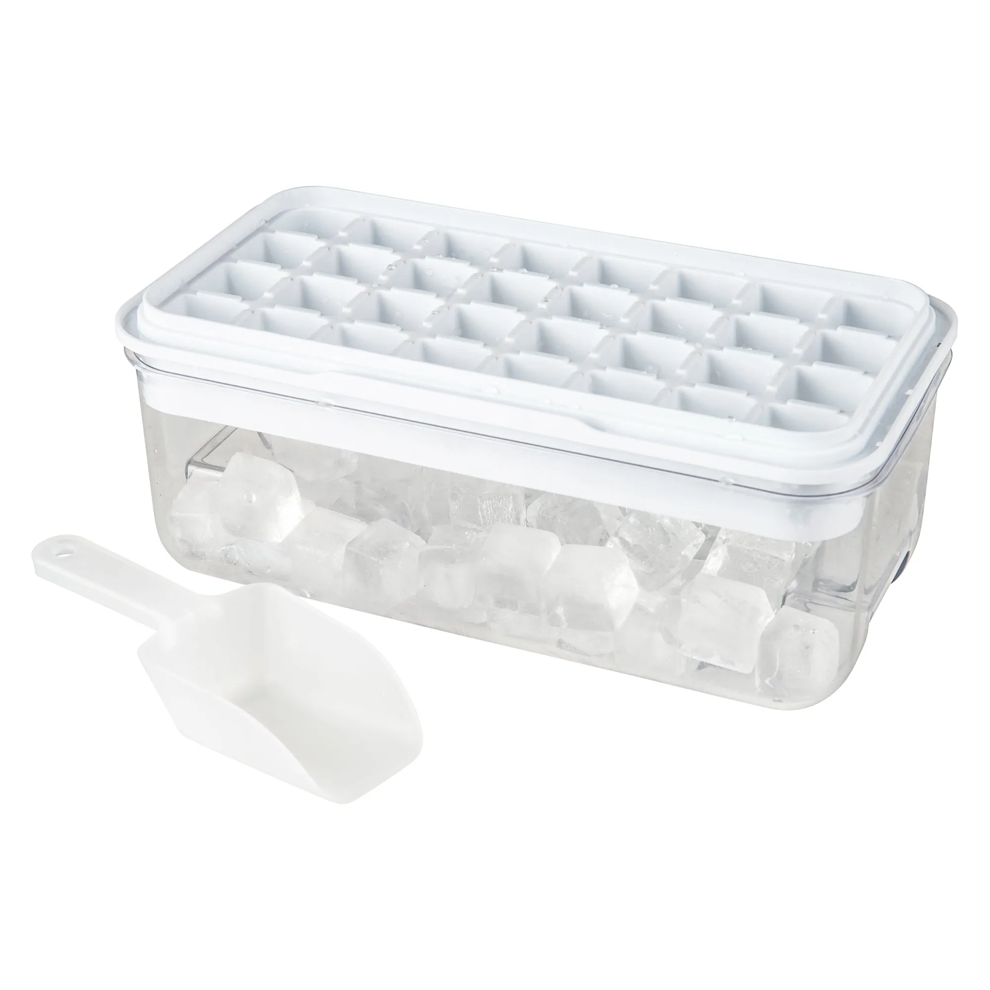 One push ice cube tray with storage box