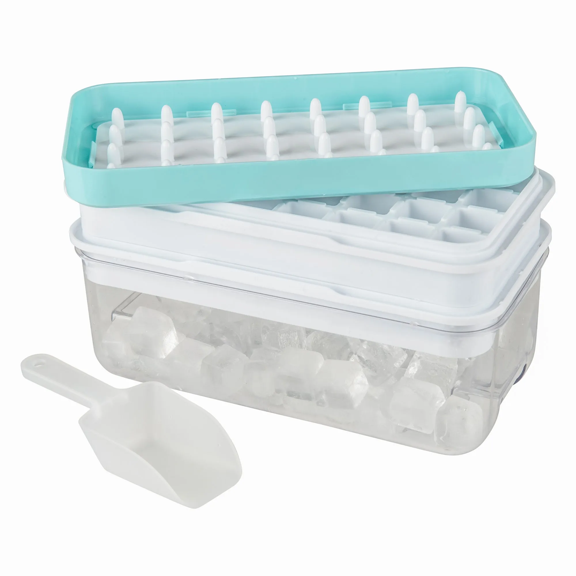 One push ice cube tray with storage box