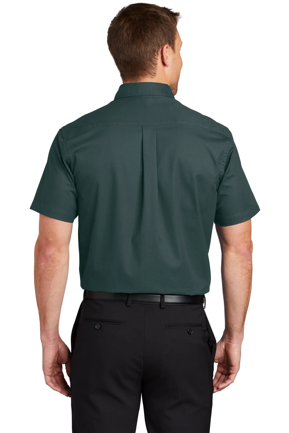 Port Authority Tall Short Sleeve Custom Easy Care Shirts, Dark Green/ Navy