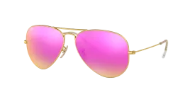 RAY BAN AVIATOR LARGE METAL GOLD | CYCLAMEN MIRROR