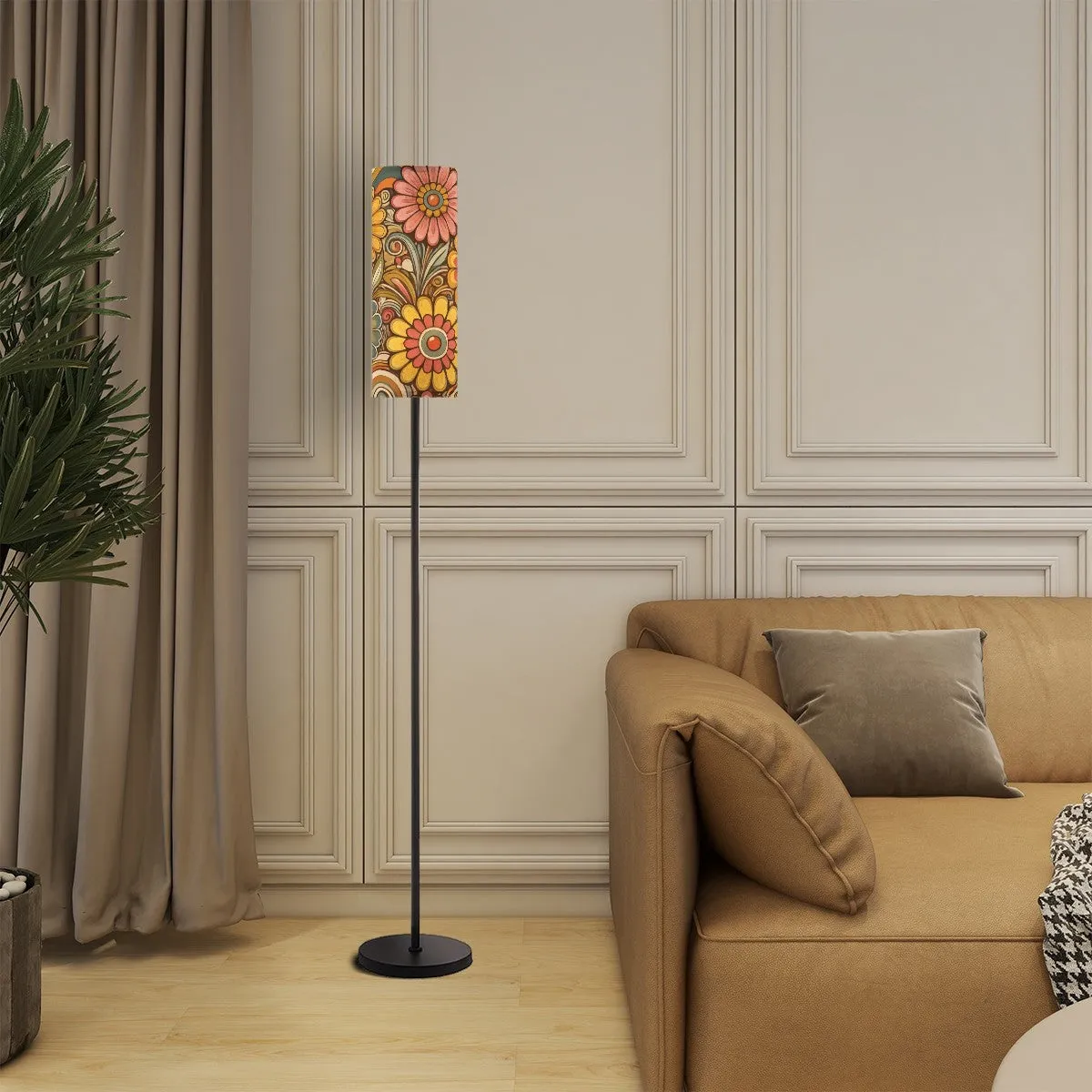 Retro 70s Flower Power Hippie Groovy Mod Floral Floor Lamp