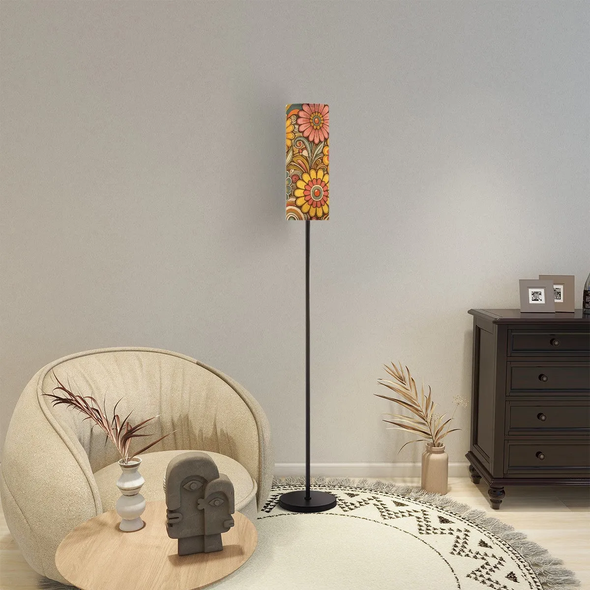 Retro 70s Flower Power Hippie Groovy Mod Floral Floor Lamp