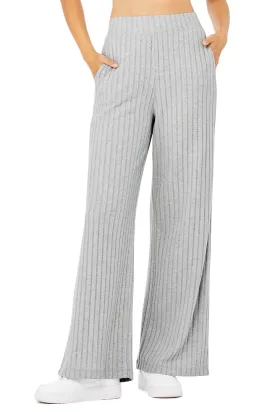 Ribbed Take Comfort Wide Leg Pant - Athletic Heather Grey