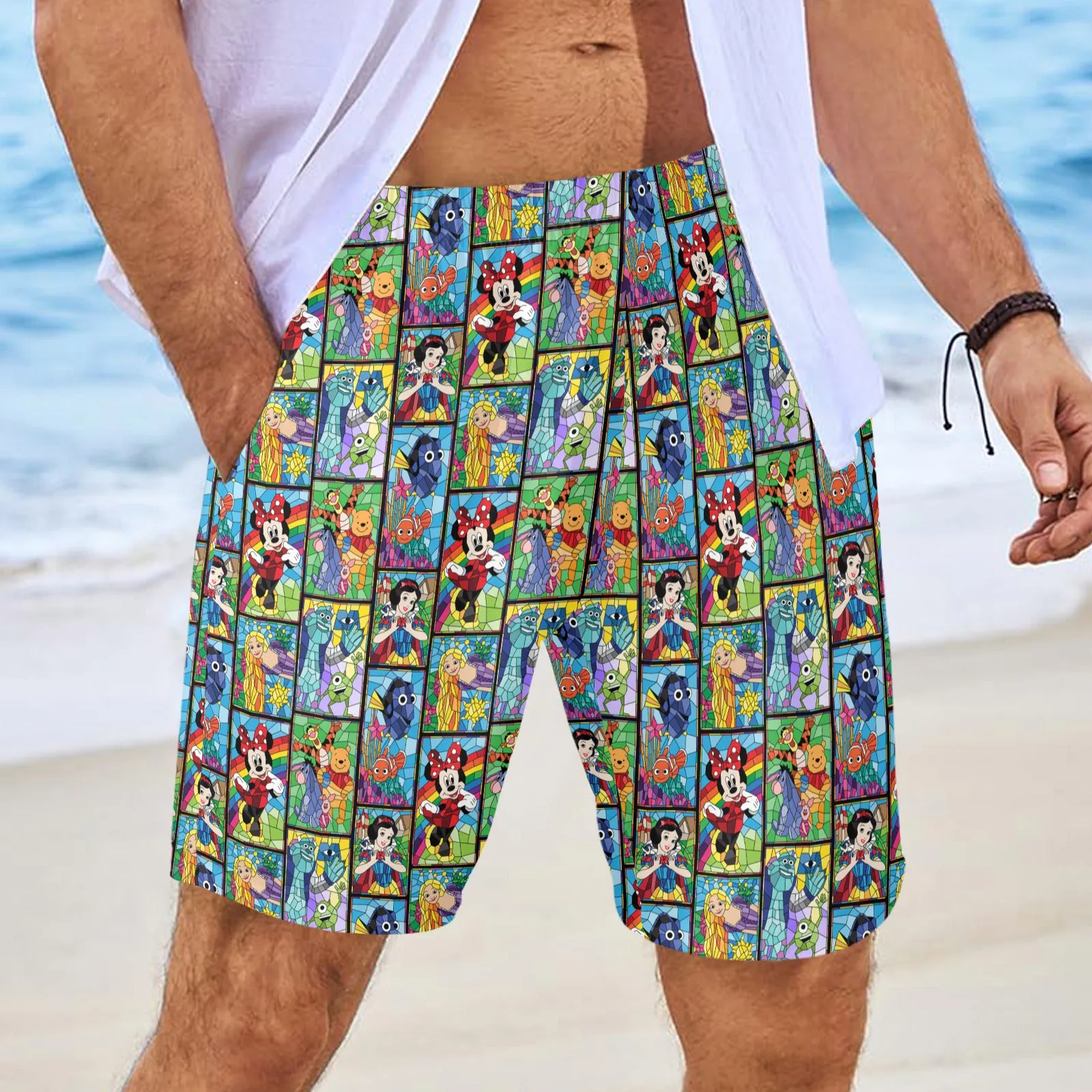 Stained Glass Characters Men's Swim Trunks Swimsuit