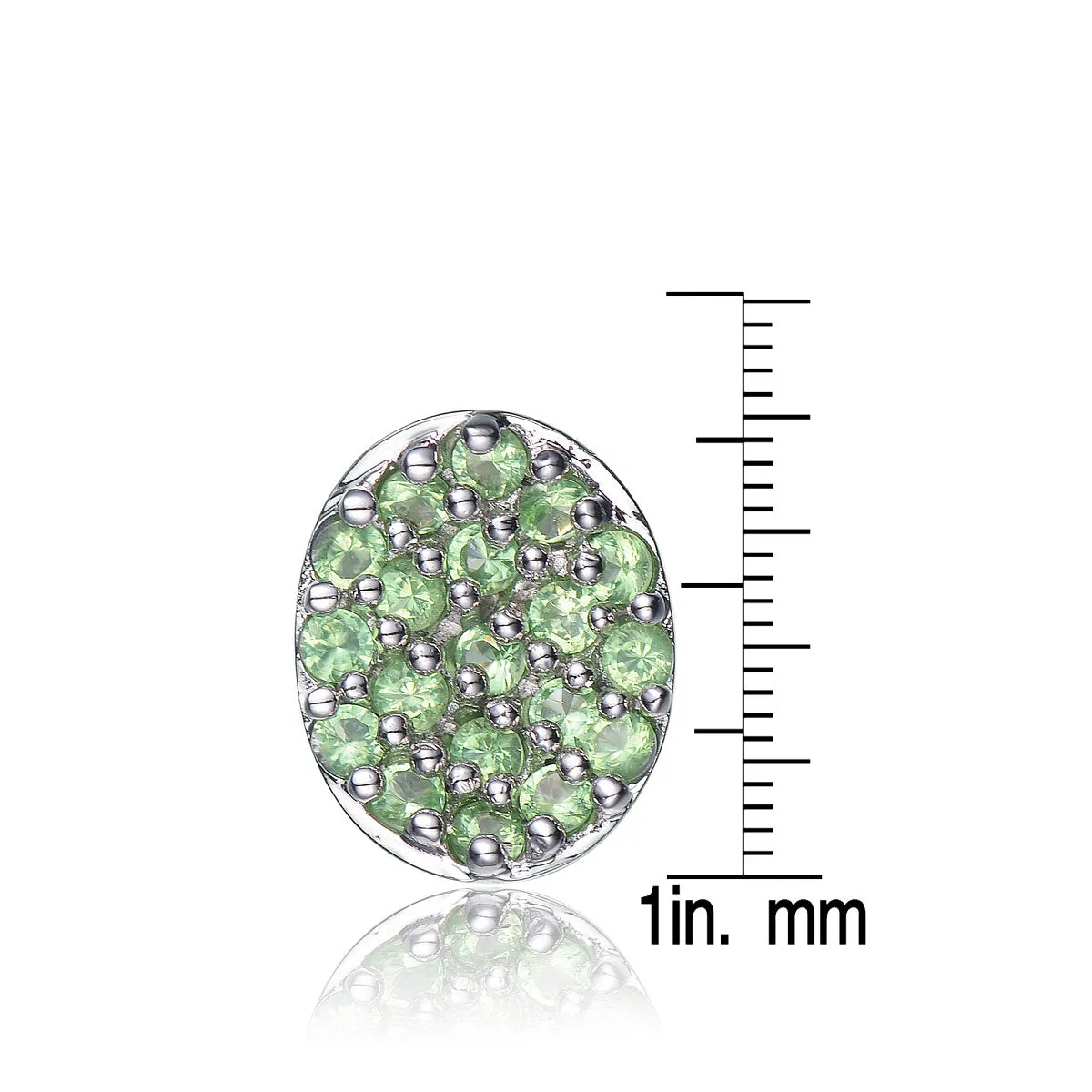 Sterling Silver Green Pave Cubic Zirconia Button Earrings