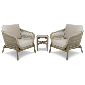 Tahiti 3pc Occasional Set with Eco Olefin Rope, Sahara Sand Spunpoly Cushions and Aluminium Frame