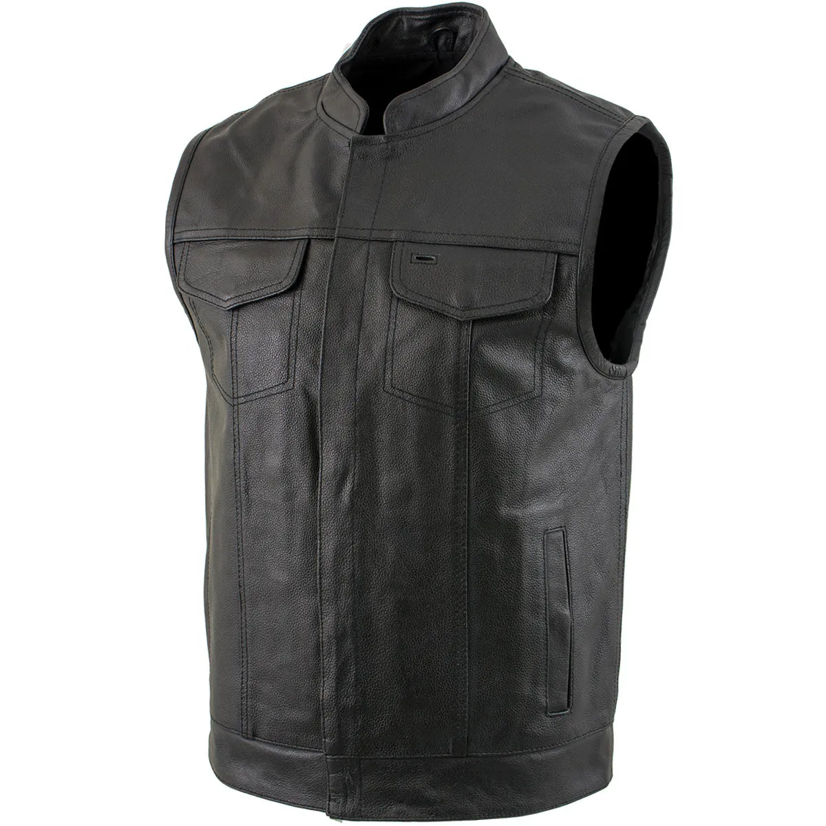 USA Leather 1205 Men's Black 'Combat Style' Motorcycle Biker Leather Vest