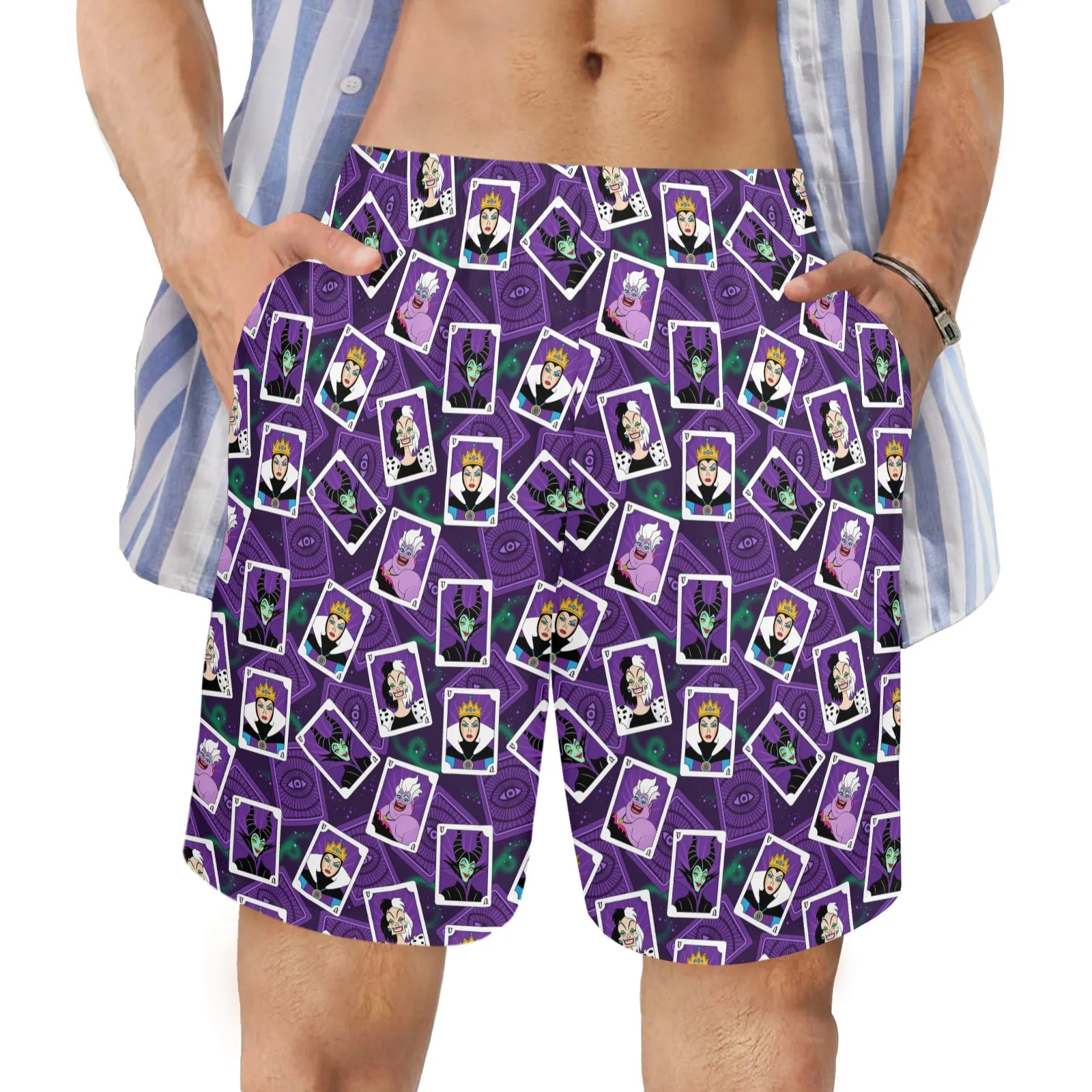 Villain Cards Men's Swim Trunks Swimsuit