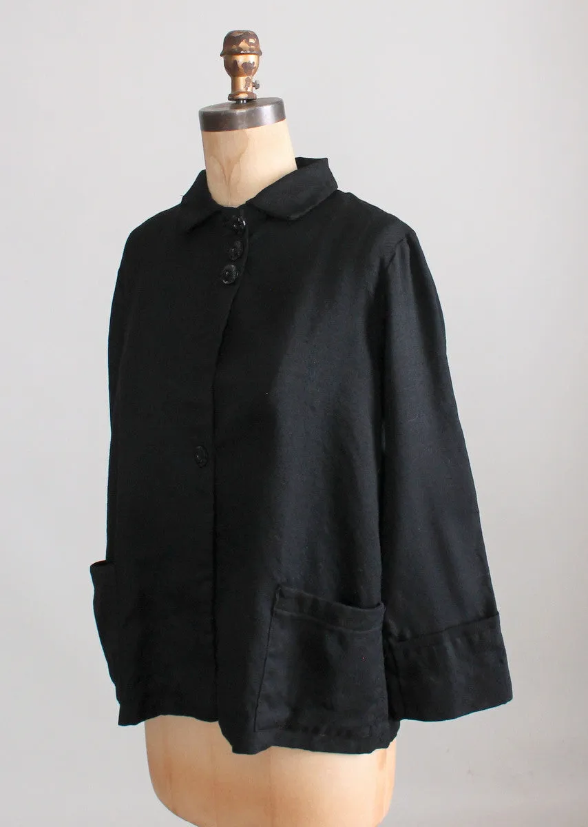 Vintage 1930s Black Wool Workwear Chore Jacket