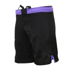 X-Fitness XFM7004 Men's Black and Purple MMA Fight Shorts - BJJ, No