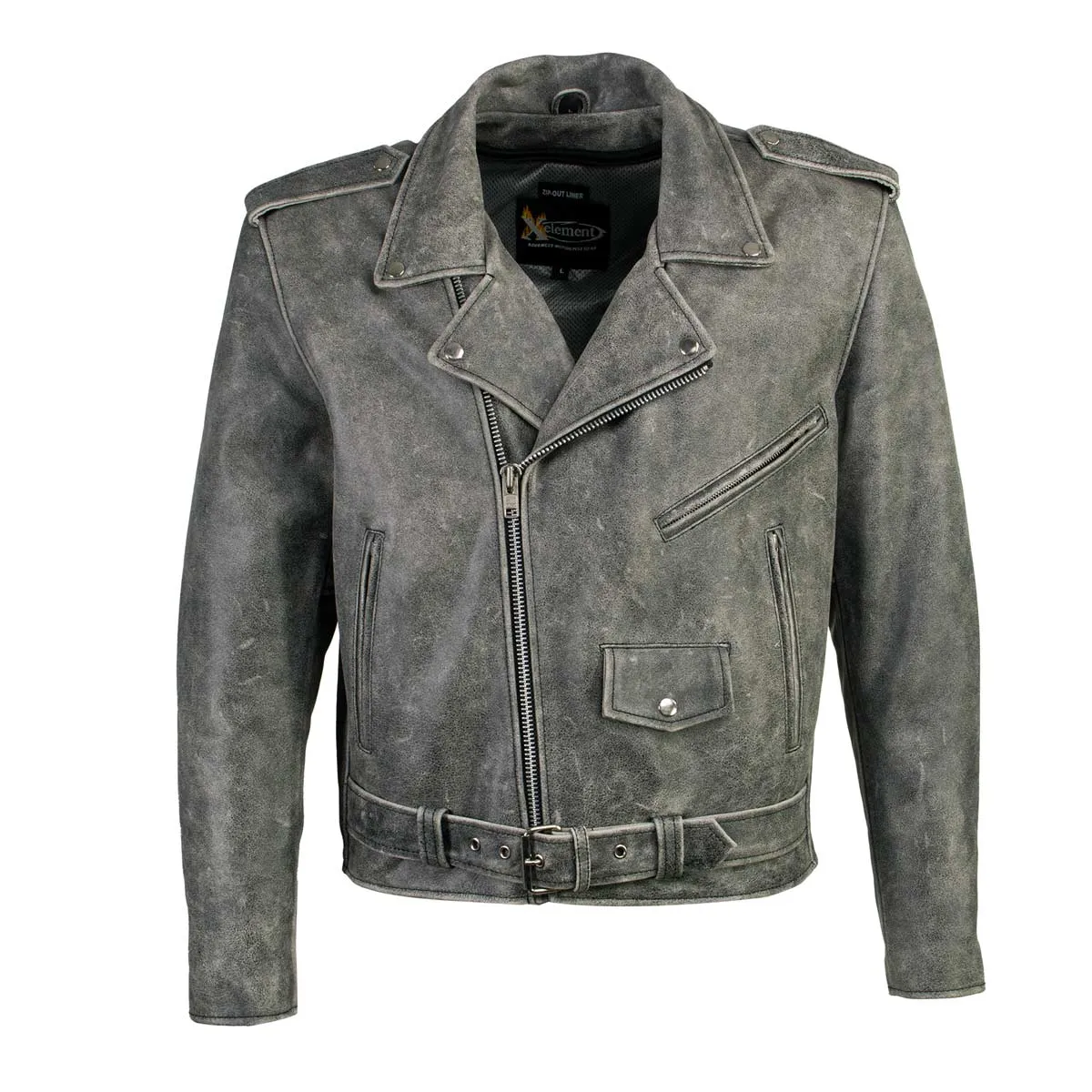 Xelement B7149 Men's 'Sliver' Distressed Gray Classic Motorcycle