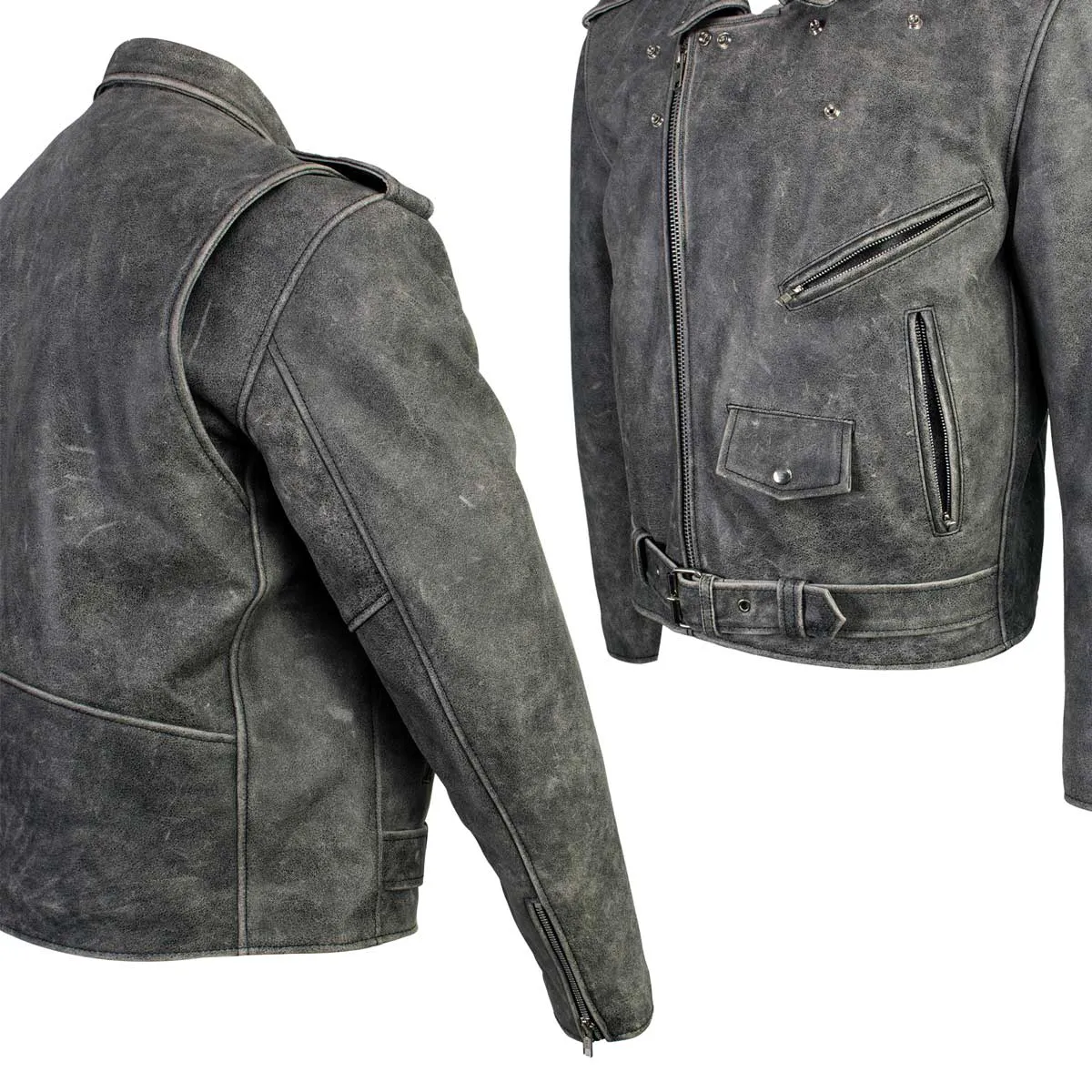 Xelement B7149 Men's 'Sliver' Distressed Gray Classic Motorcycle